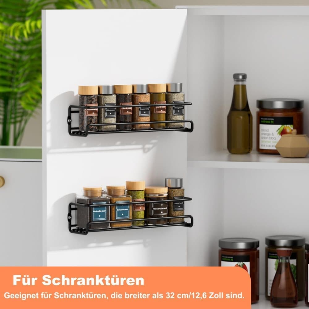 2-Piece Stainless Steel Spice Rack Wall Mounted Organizer, Black, 12.6 x 3.9 x 2.4 inches - Image 4