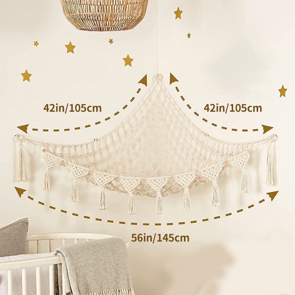 1 Pack Toy Storage Hammock and Organizer Net for Soft Toys, White - Image 2