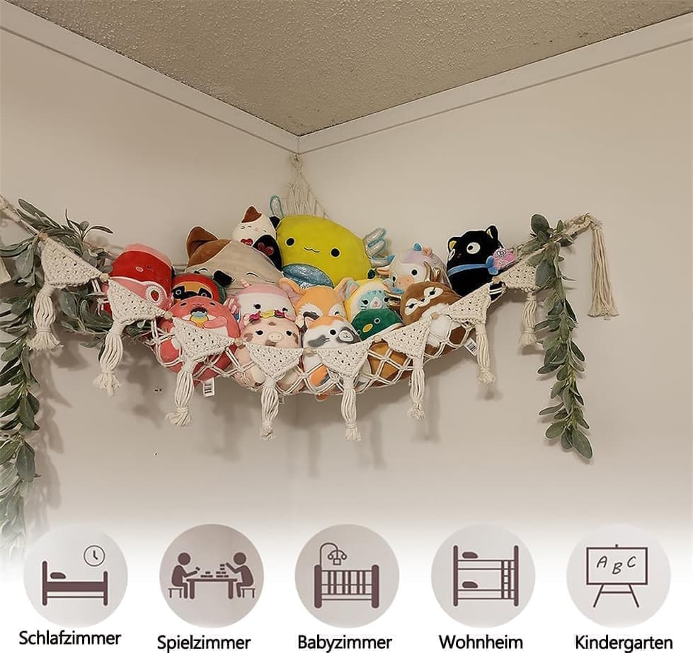 1 Pack Toy Storage Hammock and Organizer Net for Soft Toys, White - Image 5