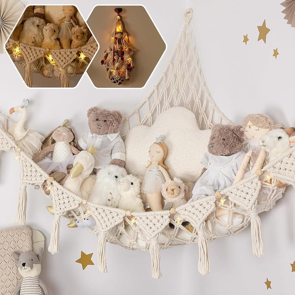1 Pack Toy Storage Hammock and Organizer Net for Soft Toys, White - Image 7