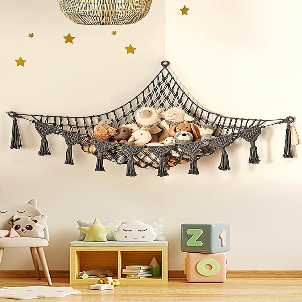 1 Pack Toy Storage Hammock and Net Hanging Organizer for Soft Toys, Dark Gray - Image 3