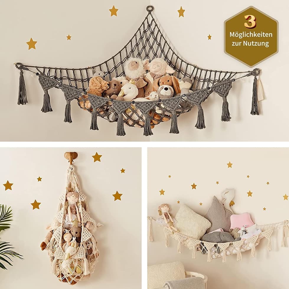 1 Pack Toy Storage Hammock and Net Hanging Organizer for Soft Toys, Dark Gray - Image 4