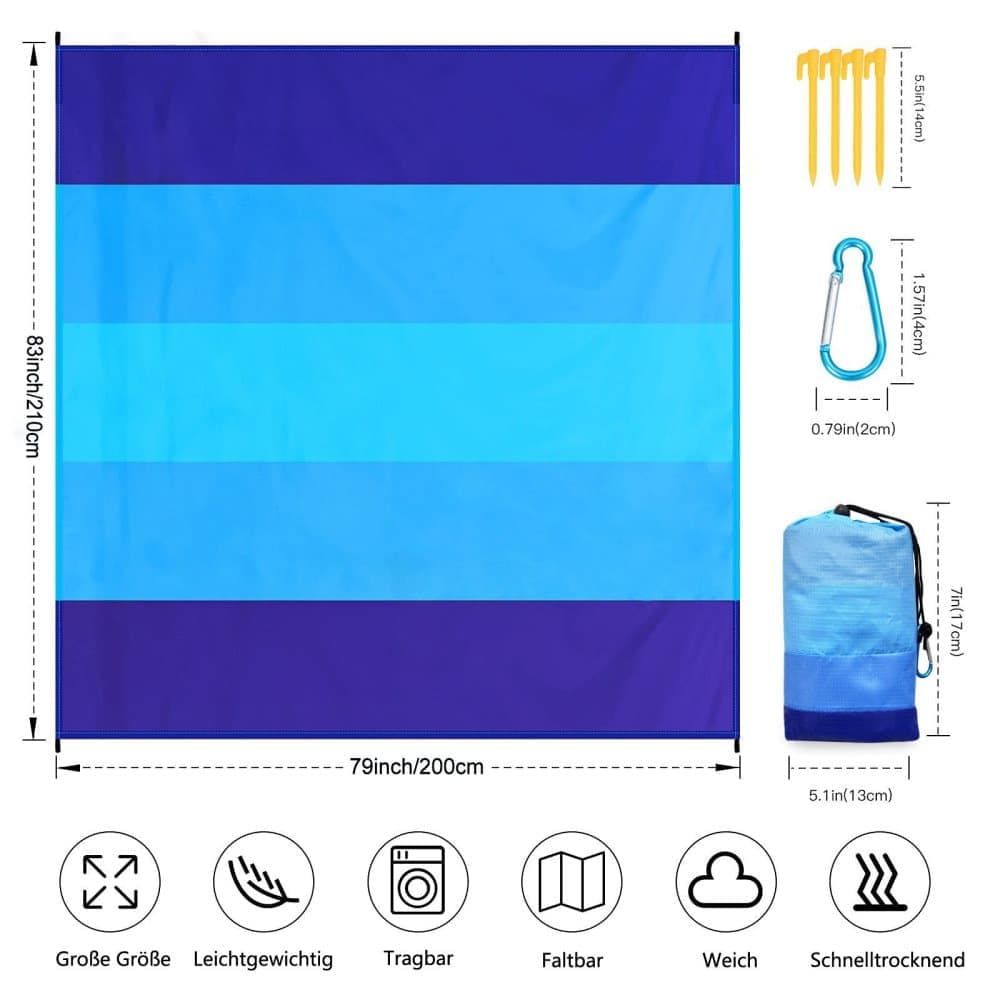 Waterproof Sand-Free Beach Blanket, 210x200 cm, Ultra-Light Portable for Beach Picnics and Camping - Image 2