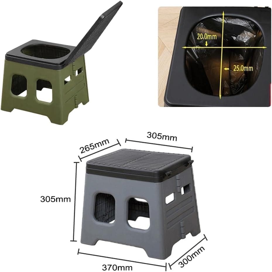 Portable Camping Toilet Foldable with Lid, 150 kg Load Capacity, for Road Trips and Camping Indoors Outdoors - Image 2