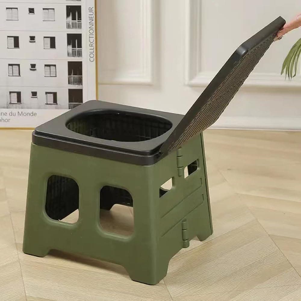 Portable Camping Toilet Foldable with Lid, 150 kg Load Capacity, for Road Trips and Camping Indoors Outdoors - Image 3