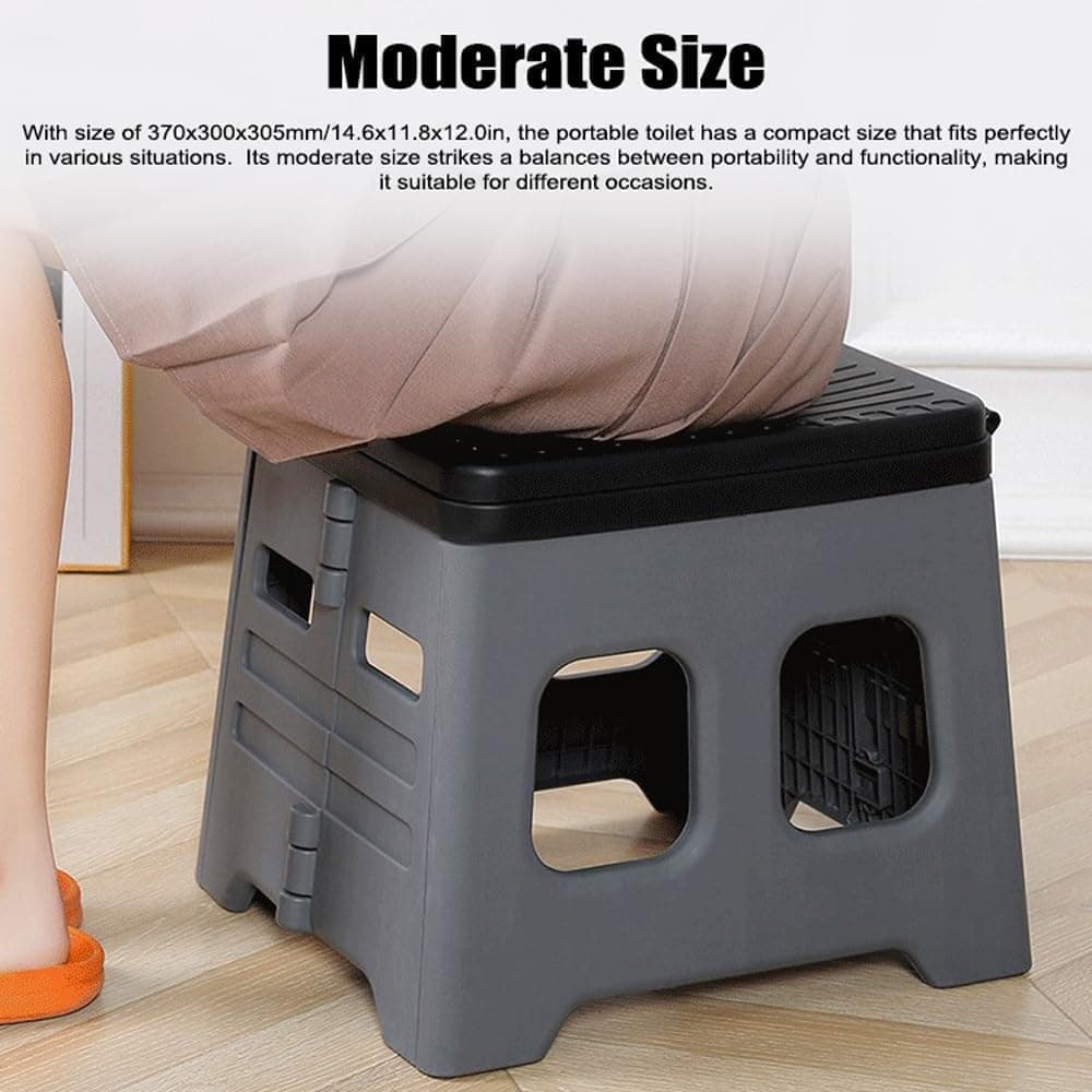 Portable Camping Toilet Foldable with Lid, 150 kg Load Capacity, for Road Trips and Camping Indoors Outdoors - Image 5