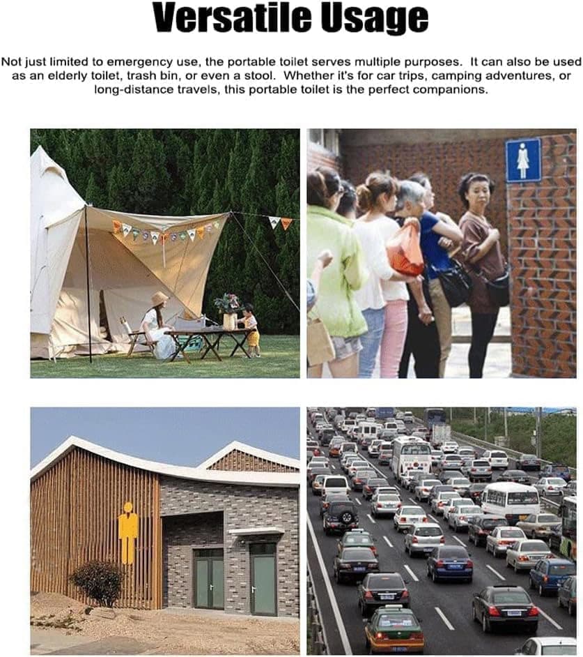 Portable Camping Toilet Foldable with Lid, 150 kg Load Capacity, for Road Trips and Camping Indoors Outdoors - Image 6