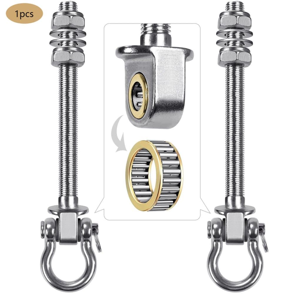 Stainless steel swing hooks 180° rotating for swings and hammocks, durable easy assembly - Image 1