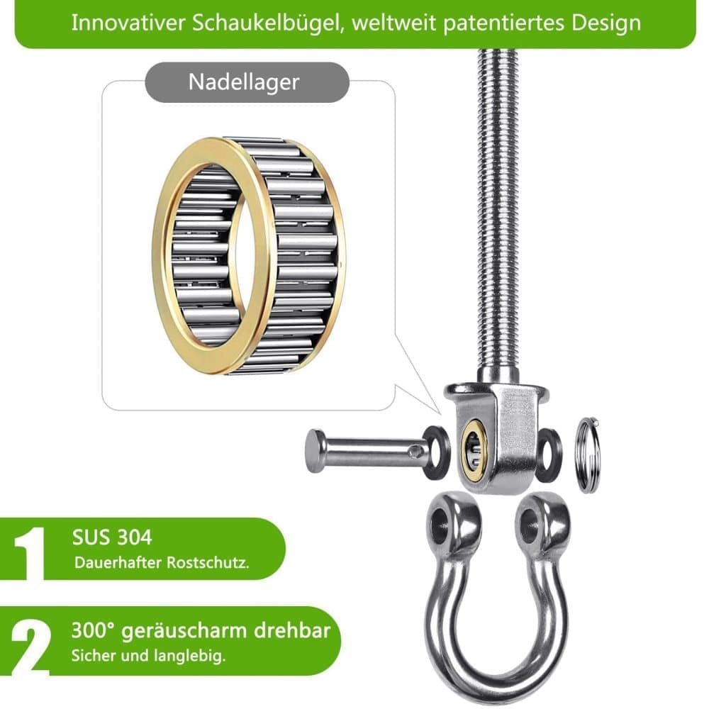 Stainless steel swing hooks 180° rotating for swings and hammocks, durable easy assembly - Image 2