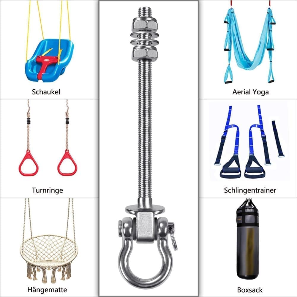 Stainless steel swing hooks 180° rotating for swings and hammocks, durable easy assembly - Image 6