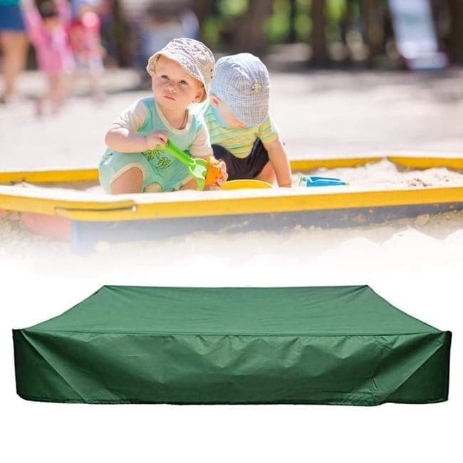 Waterproof Sandbox Cover 120x120cm, Green, UV Protection Dustproof Oxford Fabric with Drawstring, Portable for Garden Pool Furniture - Image 1