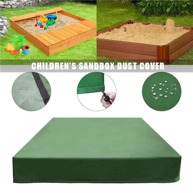 Waterproof Sandbox Cover 120x120cm, Green, UV Protection Dustproof Oxford Fabric with Drawstring, Portable for Garden Pool Furniture - Image 2