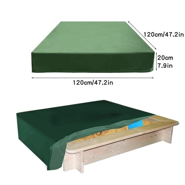 Waterproof Sandbox Cover 120x120cm, Green, UV Protection Dustproof Oxford Fabric with Drawstring, Portable for Garden Pool Furniture - Image 3