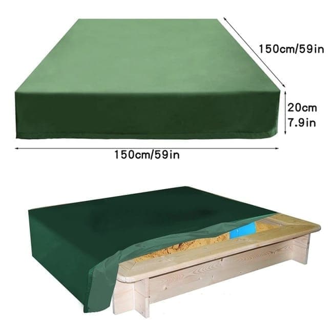 Waterproof Sandbox Cover 150x150cm, Green, with Drawstring, Oxford Fabric, UV Protection, Dustproof, Portable for Garden Pool Furniture - Image 3