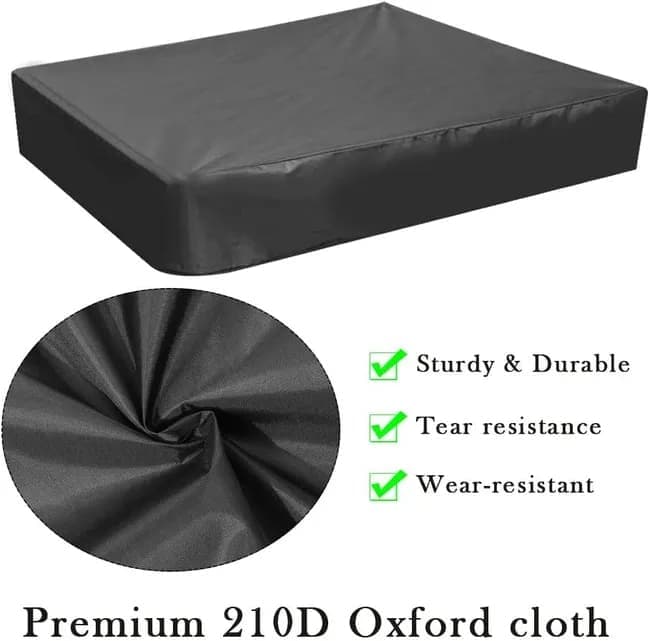 Waterproof Sandbox Cover 150x150cm, Black Oxford Fabric UV Protection Dustproof with Drawstring, Portable for Garden Pool Furniture - Image 4