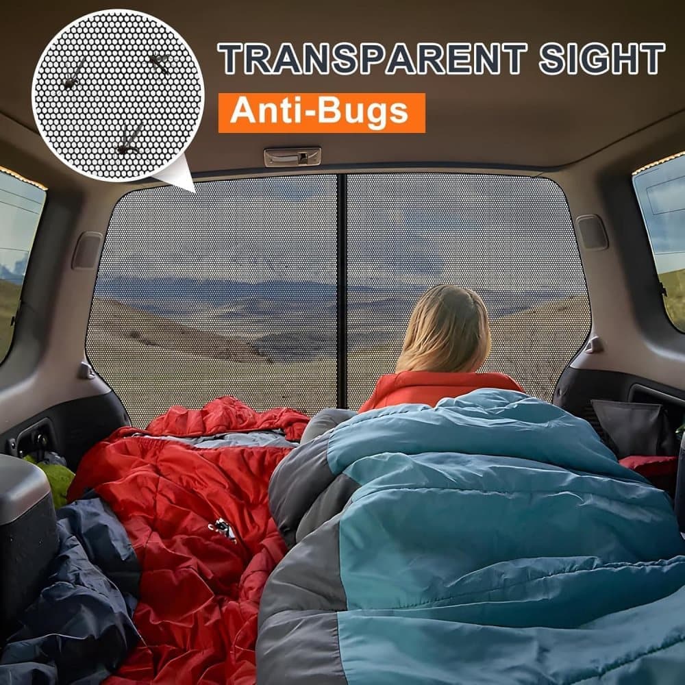 Universal Mosquito Net for Car Tailgate with Magnetic Attachment, Black, 210x165cm, Mosquito and Sun Protection for Camping and Motorhome Outdoors - Image 3