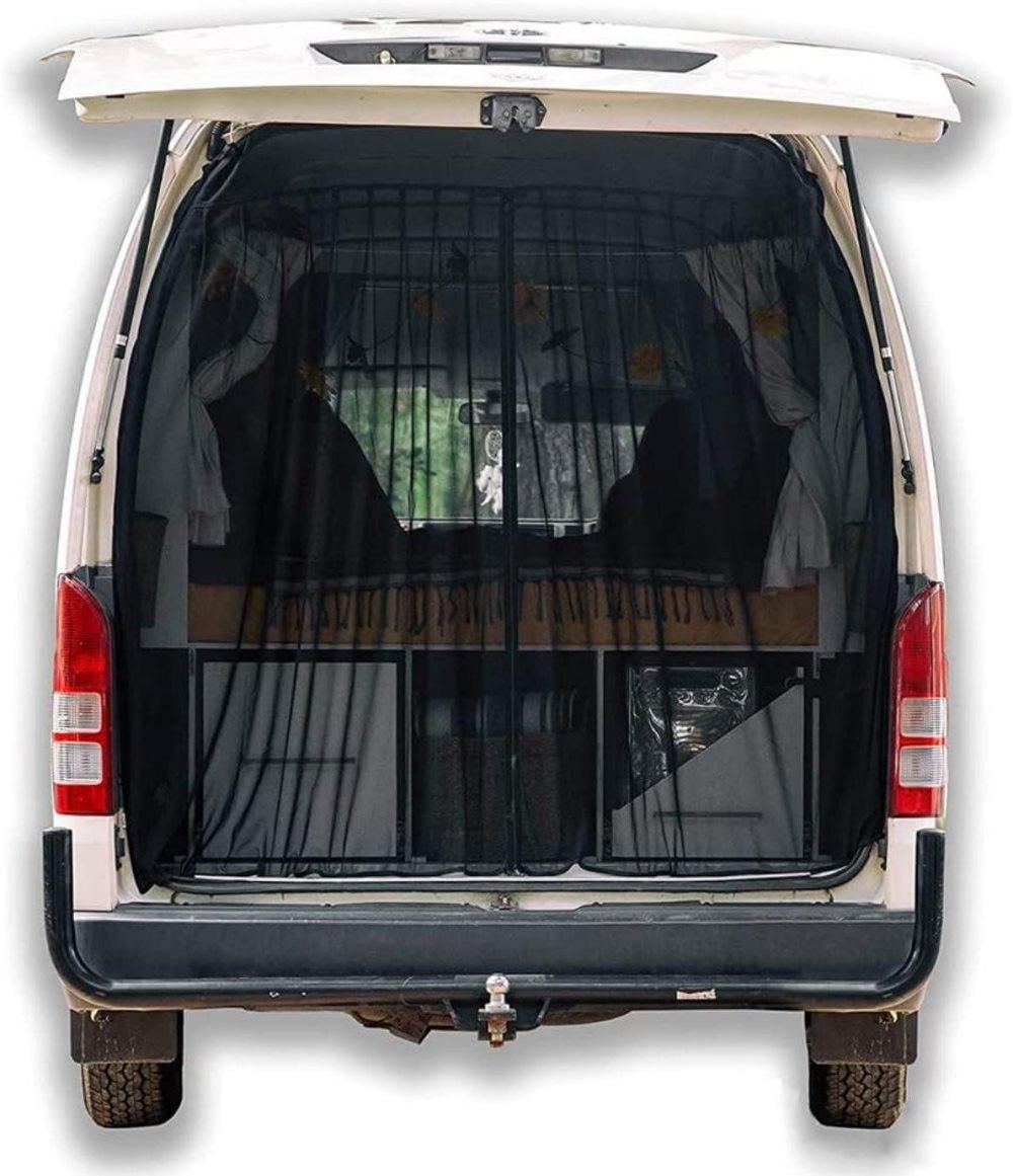 Universal Mosquito Net for Car Tailgate with Magnetic Attachment, Mosquito and Sun Protection, Compatible with Camping and Motorhome Outdoors, 180x150cm, Black - Image 1