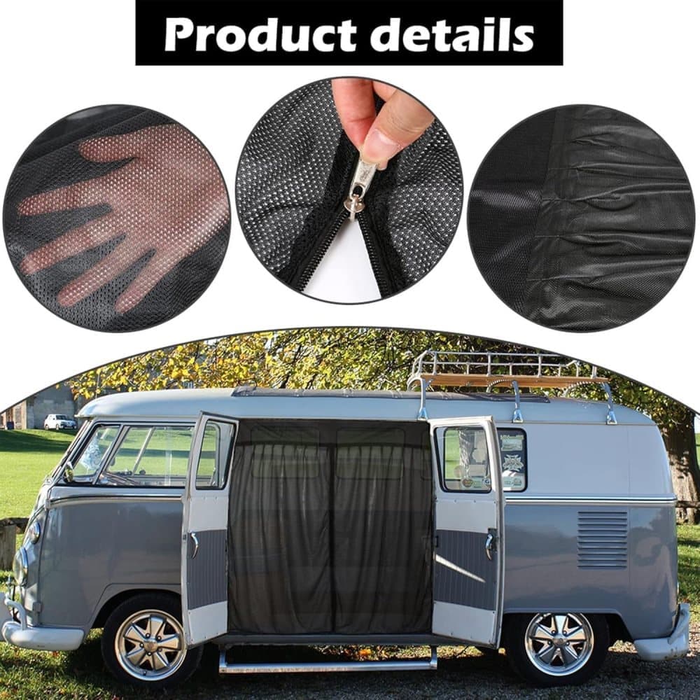 Universal Mosquito Net for Car Tailgate with Magnetic Attachment, Mosquito and Sun Protection, Compatible with Camping and Motorhome Outdoors, 180x150cm, Black - Image 4