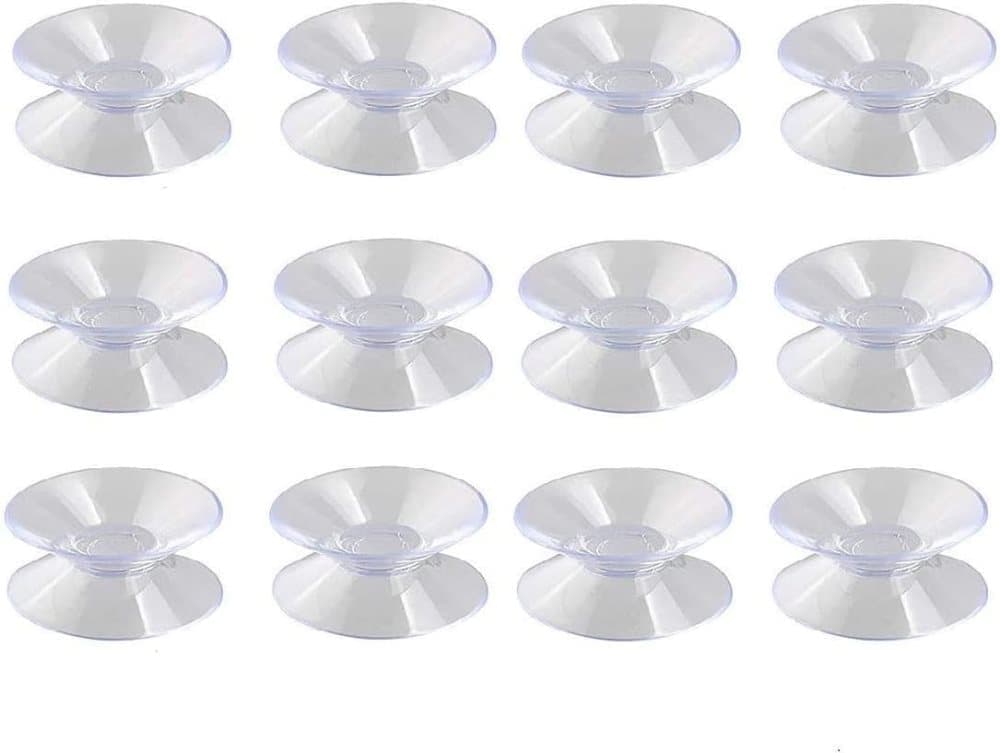 12pcs Non-Slip Suction Cups for Glass Tabletop, Transparent PVC Plastic, Double-Sided - Image 1