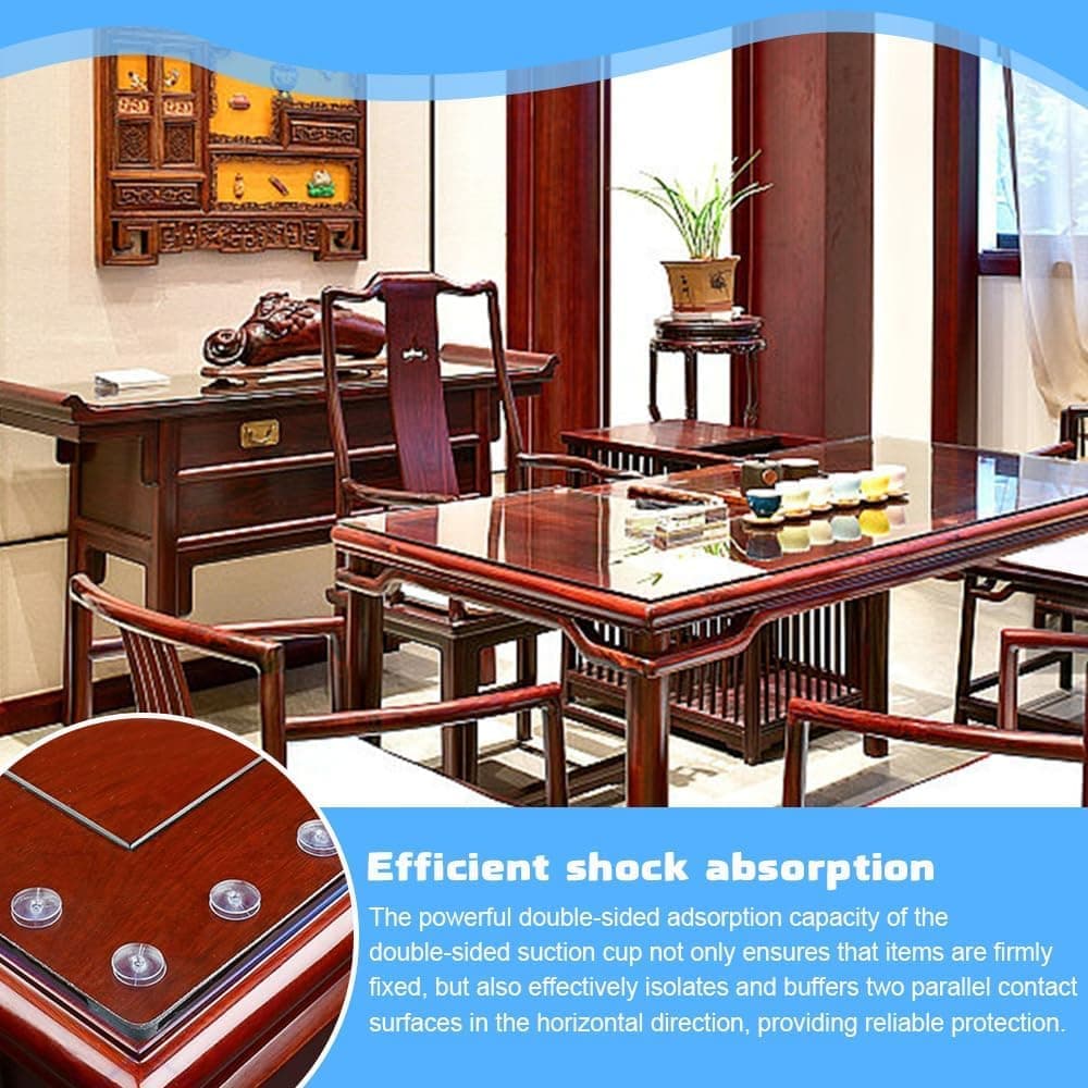 12pcs Non-Slip Suction Cups for Glass Tabletop, Transparent PVC Plastic, Double-Sided - Image 4