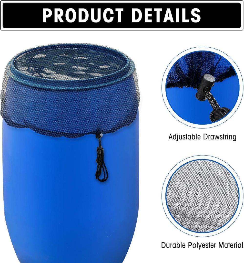 3-Pack Rain Barrel Mesh Lid Bucket Cover, Durable Polyester with Drawstring, Protects Against Debris, 60-120 cm - Image 3