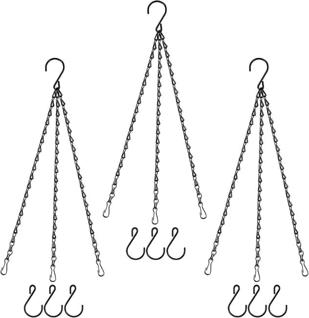 3-Pack Metal Hanging Chains for Plant Supports Bird Feeders Lanterns Wind Chimes with Strong Hooks, Outdoor Use - Image 1