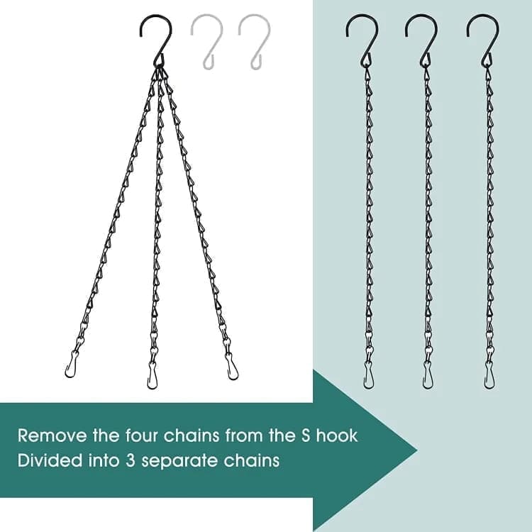 3-Pack Metal Hanging Chains for Plant Supports Bird Feeders Lanterns Wind Chimes with Strong Hooks, Outdoor Use - Image 2