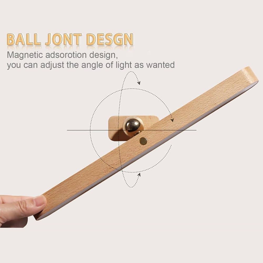Wooden LED Wall Lamp 360 Degree Rotatable Magnetic Dimmable Night Light with USB Charging, Decorative Indoor Lighting for Home - Image 3