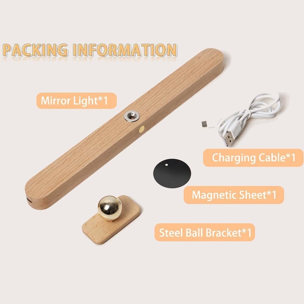Wooden LED Wall Lamp 360 Degree Rotatable Magnetic Dimmable Night Light with USB Charging, Decorative Indoor Lighting for Home - Image 4