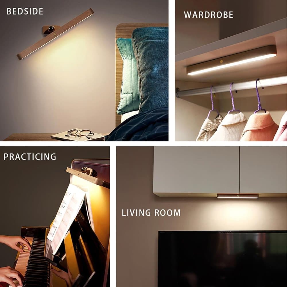 Wooden LED Wall Lamp 360 Degree Rotatable Magnetic Dimmable Night Light with USB Charging, Decorative Indoor Lighting for Home - Image 7