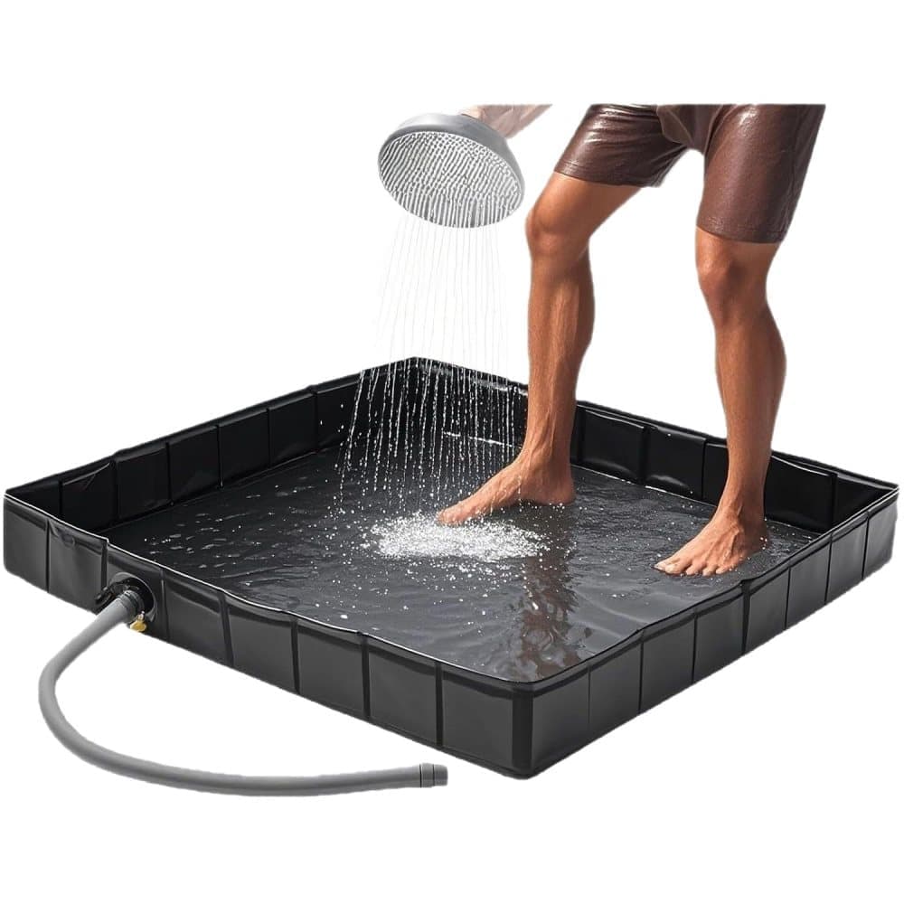Portable Folding Camping Shower Base for Outdoor Shower Tent, RV, Pet Bath, Compatible with Most Brands - Image 1