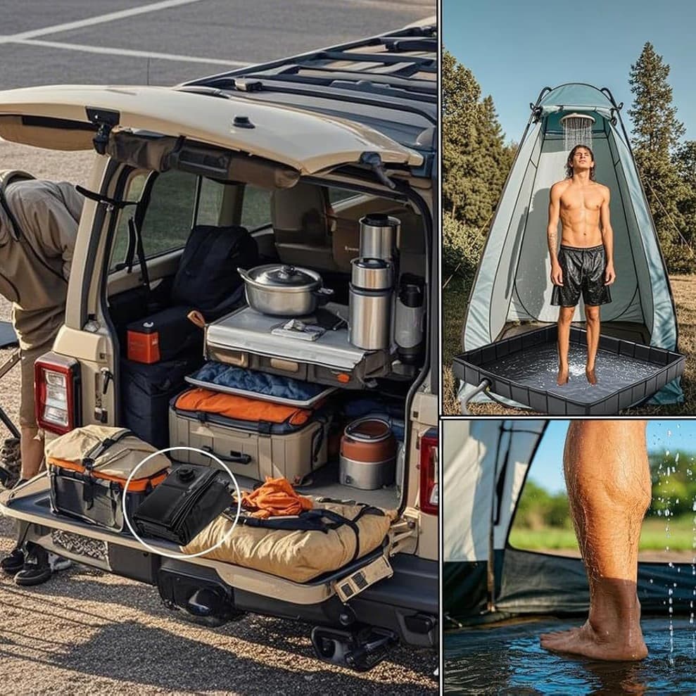 Portable Folding Camping Shower Base for Outdoor Shower Tent, RV, Pet Bath, Compatible with Most Brands - Image 3