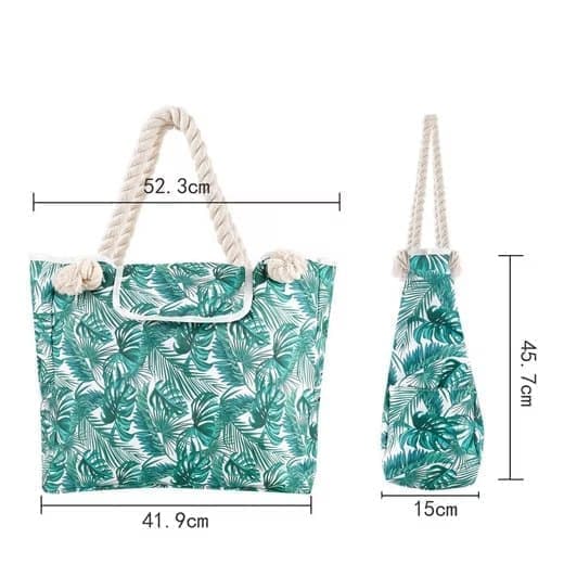 1 Pack Waterproof Extra Large Beach Bag for Women, Picnic Shopper, Green, 45L - Image 2