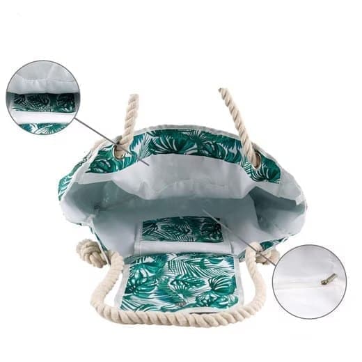 1 Pack Waterproof Extra Large Beach Bag for Women, Picnic Shopper, Green, 45L - Image 4