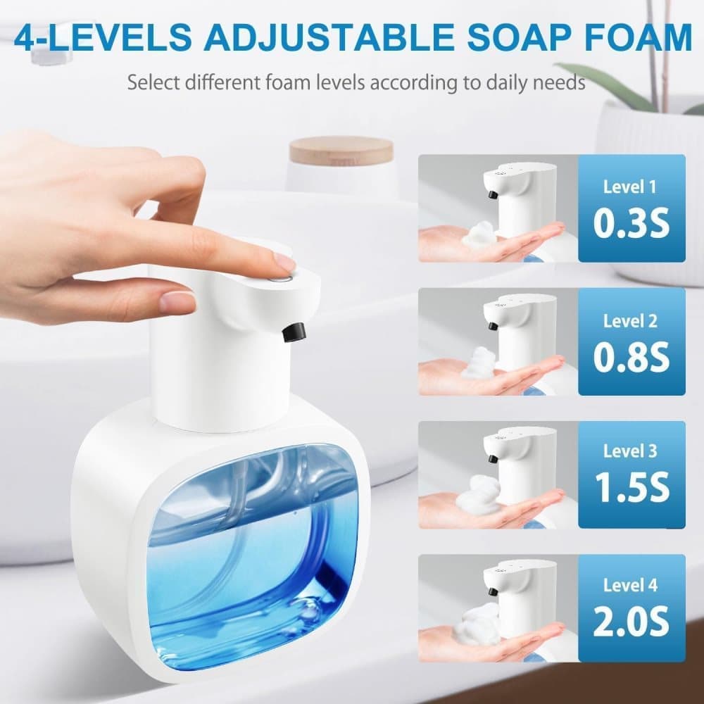500ml Rechargeable Automatic Soap Dispenser Wall Mounted with 4 Levels, Compatible with Kitchen and Bathroom - Image 2