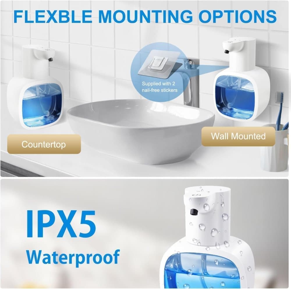 500ml Rechargeable Automatic Soap Dispenser Wall Mounted with 4 Levels, Compatible with Kitchen and Bathroom - Image 6