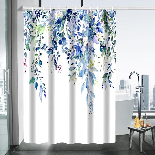 Waterproof Mold Resistant Shower Curtain Eucalyptus Blue Green, 180x180 cm - Image 1