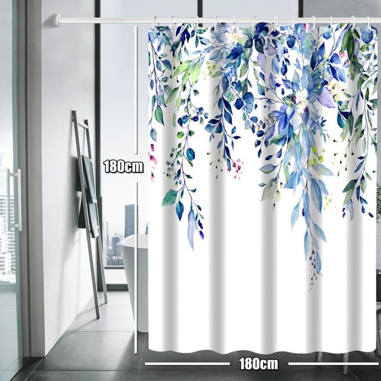Waterproof Mold Resistant Shower Curtain Eucalyptus Blue Green, 180x180 cm - Image 2