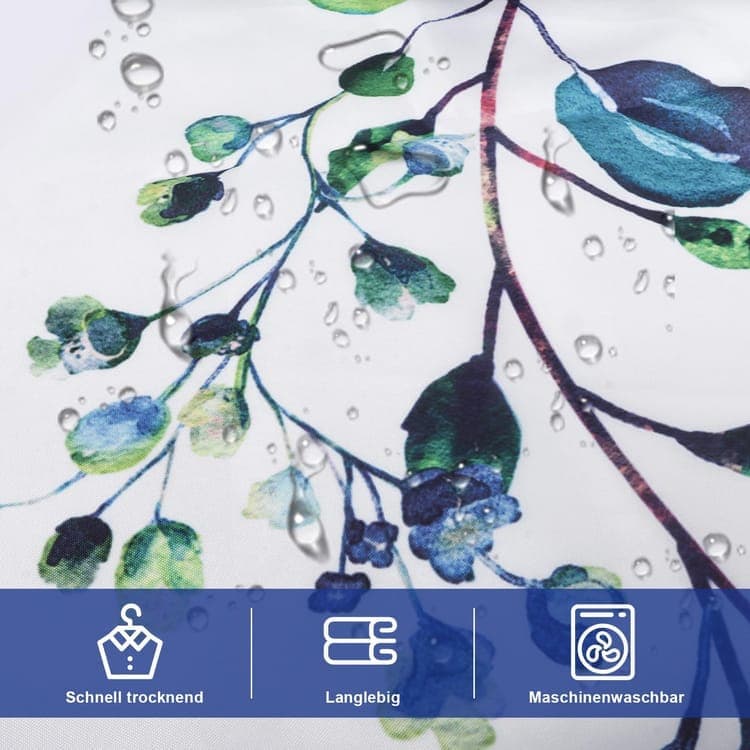 Waterproof Mold Resistant Shower Curtain Eucalyptus Blue Green, 180x180 cm - Image 3