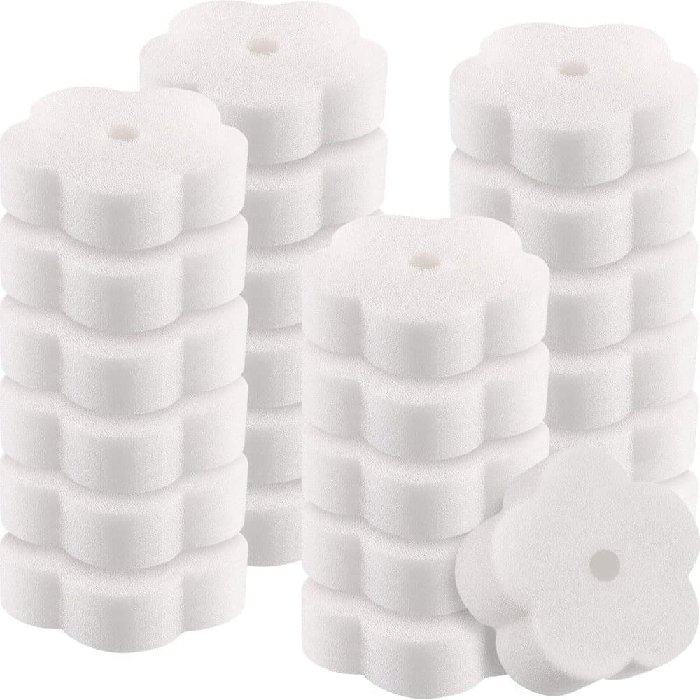 50-Pack Oil Absorbing Sponges for Pool, Flower Shaped, Effective Oil and Dirt Removal - Image 1
