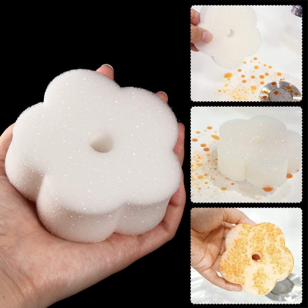 50-Pack Oil Absorbing Sponges for Pool, Flower Shaped, Effective Oil and Dirt Removal - Image 4