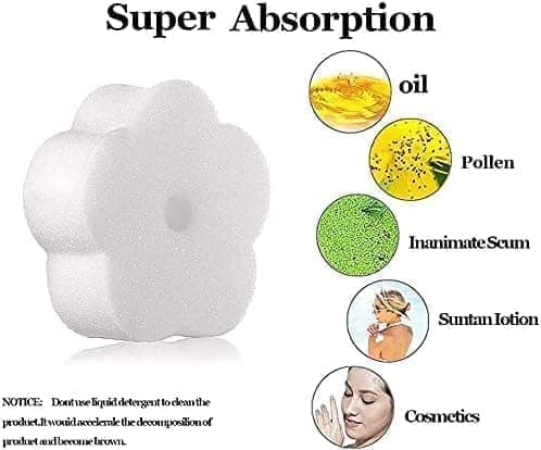 50-Pack Oil Absorbing Sponges for Pool, Flower Shaped, Effective Oil and Dirt Removal - Image 5