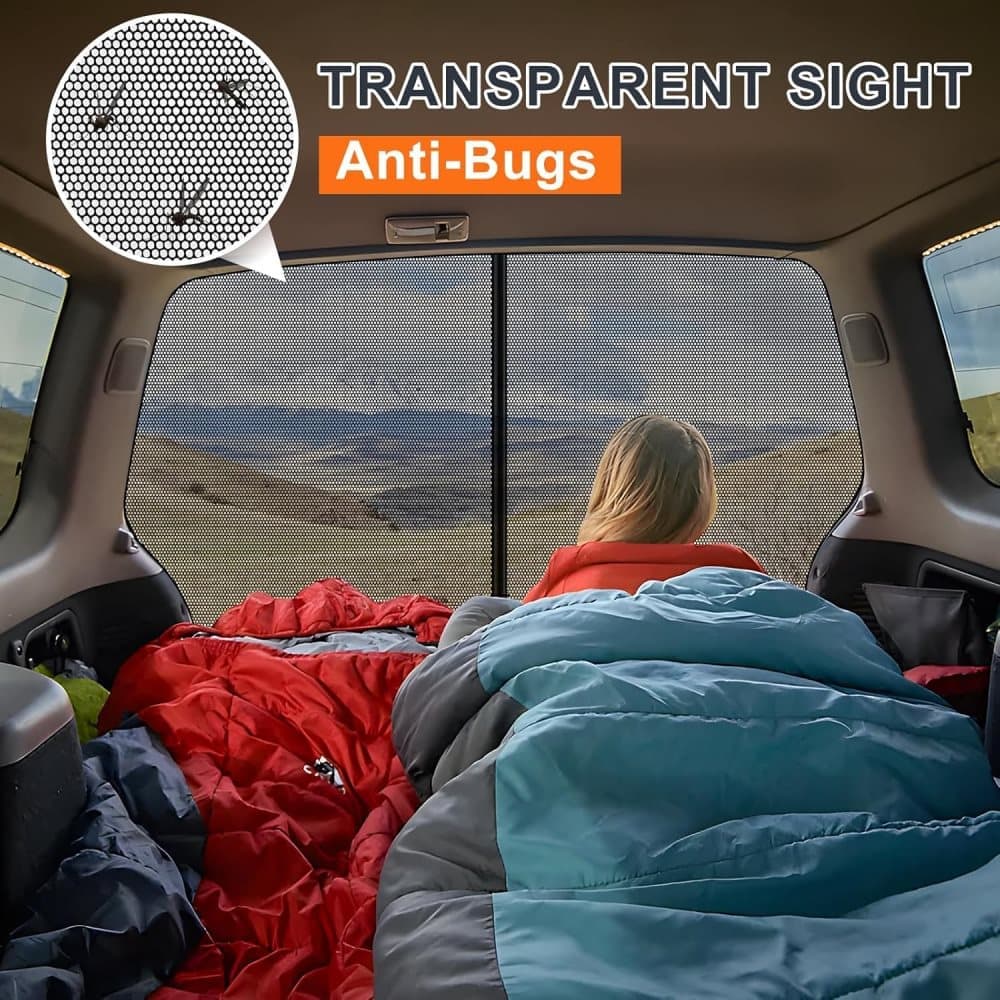 Magnetic car trunk mosquito net 165x165cm, compatible with most vehicles for ventilation and insect protection, ideal for camping and fishing - Image 2