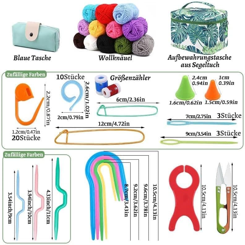 87-piece Crochet Hook Set for Beginners with Yarn and Knitting Accessories, Includes Crochet Bag, Ergonomic Crochet Hooks - Image 2