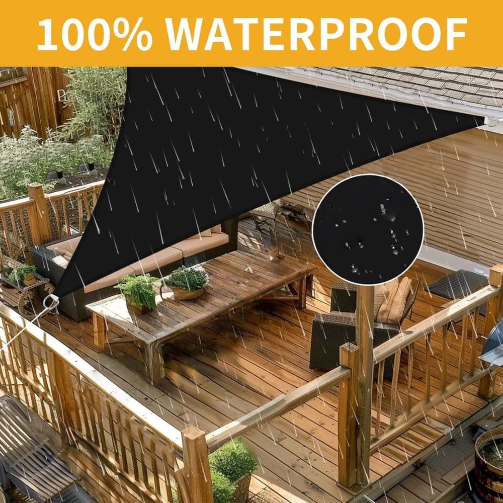 3x3m Waterproof Triangular Sun Sail UV Protection for Garden Terrace and Pool, 4x4x5.7m, Gray - Image 2