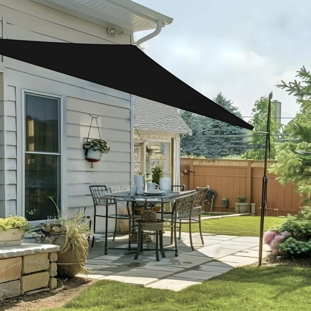5x5x7M Waterproof Triangular Sun Sail with UV Protection for Garden Terrace and Pool, Light Yellow, Includes Mounting Materials - Image 4