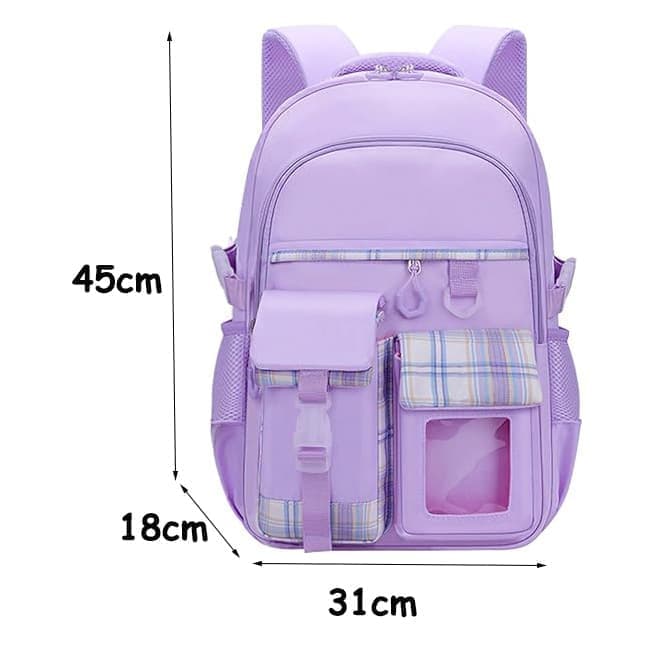 15.6 Inch Cute Kawaii Kids Backpack for Girls with Compartments, Elementary School & Teenage Girls School Bag, Purple - Image 3