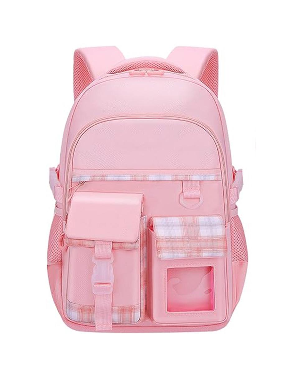 1PCS Cute Kawaii Girls School Backpack with Compartments, 15.6 Inch, Pink for Elementary School Kids & Teenage Girls - Image 1
