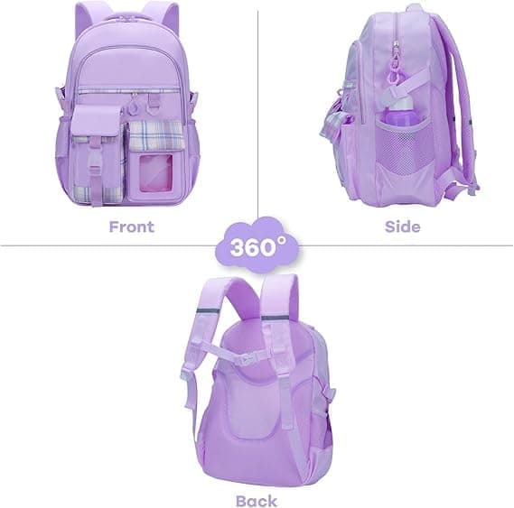 1PCS Cute Kawaii Girls School Backpack with Compartments, 15.6 Inch, Pink for Elementary School Kids & Teenage Girls - Image 2