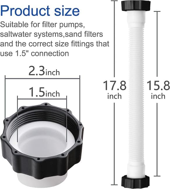 2-Pack Pool Sand Filter Pump Hoses, 15.8 Inch, Replacement for Above-Ground Pool Brine Filter Pumps - Image 3